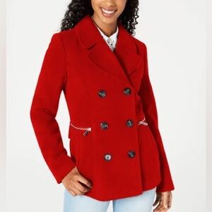 Maralyn & Me Red Double Breasted Pea Coat Jacket Women’s Plus Size XXL